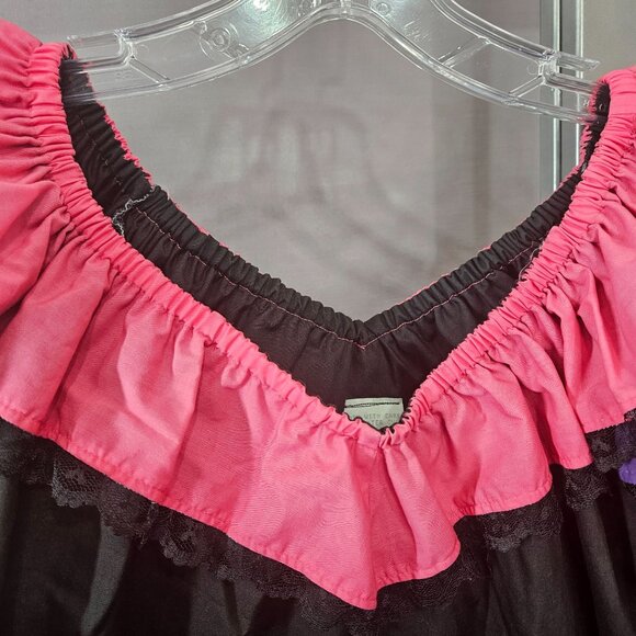 Prairie Shirt Skirt Set Medium Lace Trim Ruffle Tier Circle Dance Square Western - Picture 4 of 11